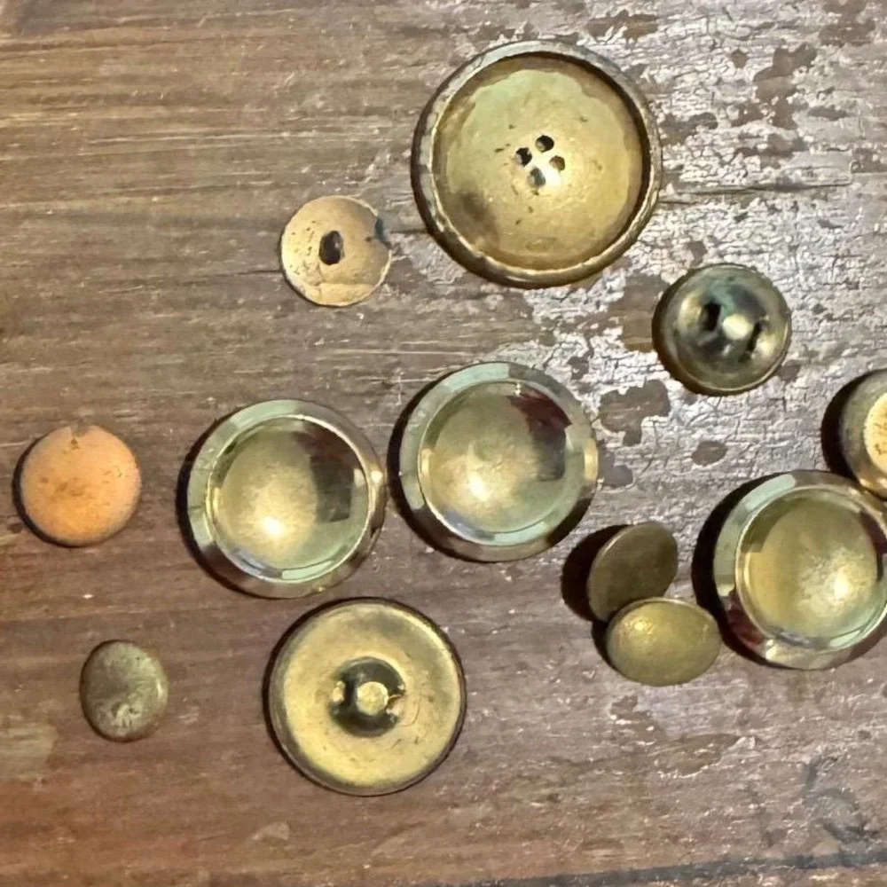 Vintage Mixed‎ Brass Gold Tone Buttons Lot Domed Blazer Flat Craft Sewing 15pc